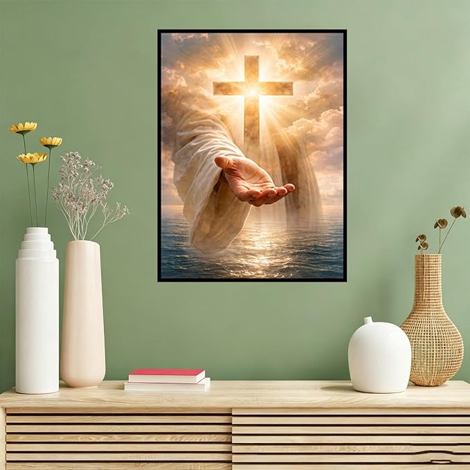 Benjenes Jesus Diamond Art Kits for Adults, Cross Diamond Painting