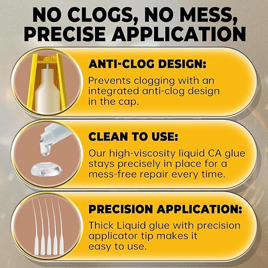 Metal Super Glue Liquid, 60g Clear Instant Thick CA Glue for Stainless Steel Aluminum DIY Crafts and Repairs, Fast Drying High Strength All Purpose Permanent Professional Cyanoacrylate Adhesives