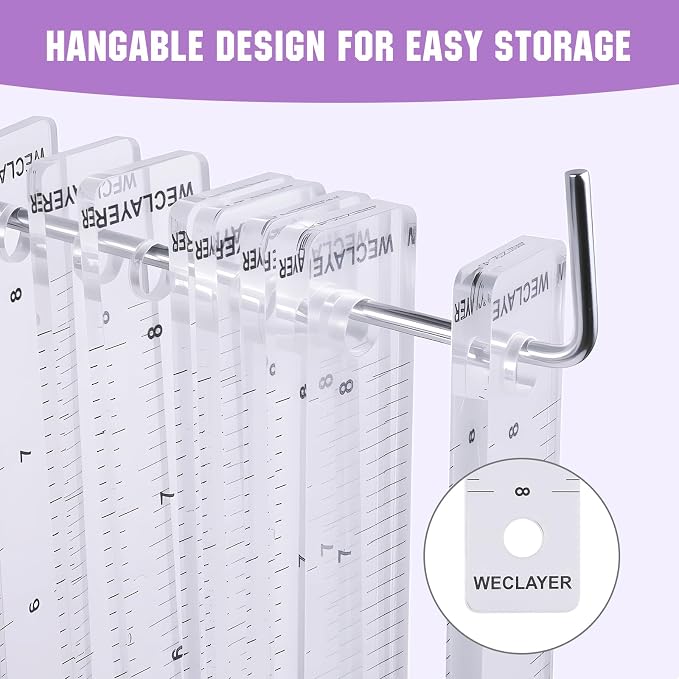 WECLAYER Polymer Clay Depth Guide Set – 5 Sizes (2–6mm),10 Pcs Acrylic Thickness Rolling Gauges with Scale & Storage Box,for Earring Making,Slab Rolling & Clay Crafting Tools