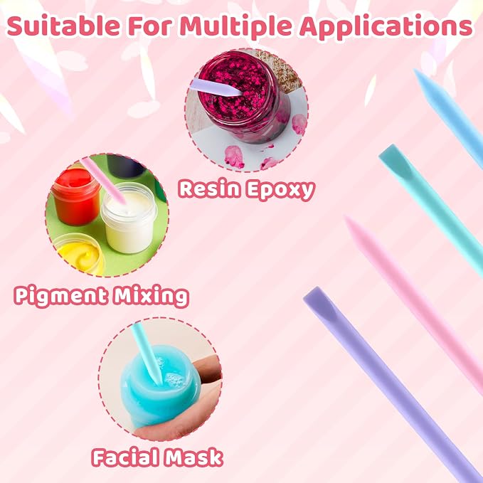 4PCS Silicone Mixing Sticks, Reusable Epoxy Resin Stir Stick Colored Mixing Sticks for Paint, Mix Resin, Arts, Crafts, Handmade Crafts, 4 Colors