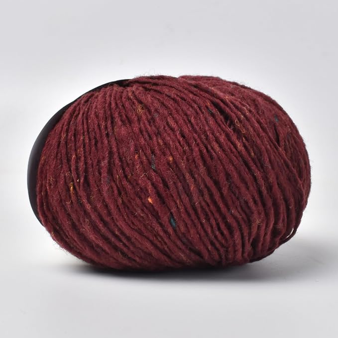 Rustic Tweed Wool Yarn, 1oo% Australian Wool, DK, 4 Skeins 200g/656yds (3161 Vintage Burgundy Fleck), Wool Yarn for Knitting | Bright Flecks | Warm Handmade Character