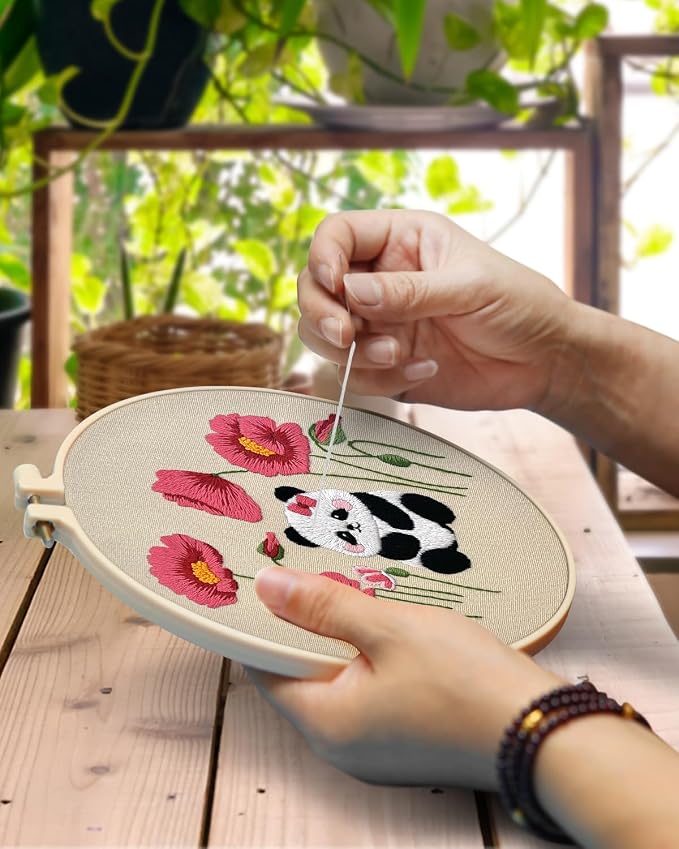 TINDTOP Embroidery Kit for Adult, Panda Embroidery Practice Kits