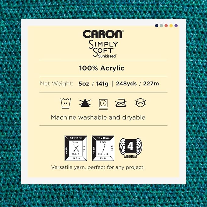 Caron Simply Soft Sunkissed Yarn for Crocheting, Coconut Tonal, 3-Pack