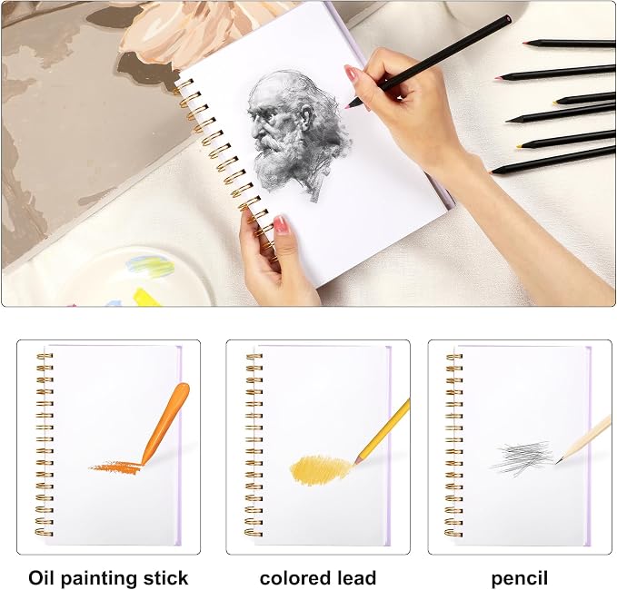 Yoment Small Sketch Book 5.5"x8.5",Mini Sketchbook,Spiral Bound,200 Sheets | Purple,2-Pack,68 lb/100gsm Hardcover Sketch Pad for Kids,Art Sketchbook Drawing Pad Book with Pencil,For Beginners,Artists