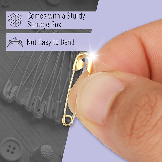 Mr. Pen- Small Safety Pins, 0.75 Inch, 500 Pack, Nickel Plated Steel, Gold
