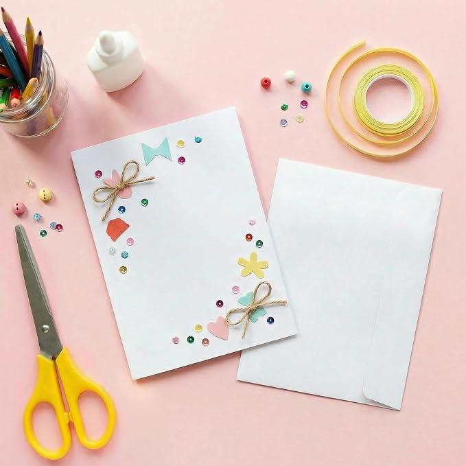 Heavyweight White Blank Cards With White Envelopes 4.25"x5.5" Greeting Cards Blank Cards And Envelopes Printable Note Cards With Corresponding Envelopes (25 Pack)