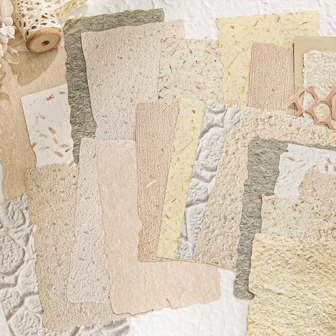 84 Sheets Textured Scrapbook Paper & 3D Embossed Collage Paper | 2.4 x 3.2 & 3.4 x 4.9 in | Deckled Edge | 3D Embossed | Junk Journaling | Mixed Media | Card Making