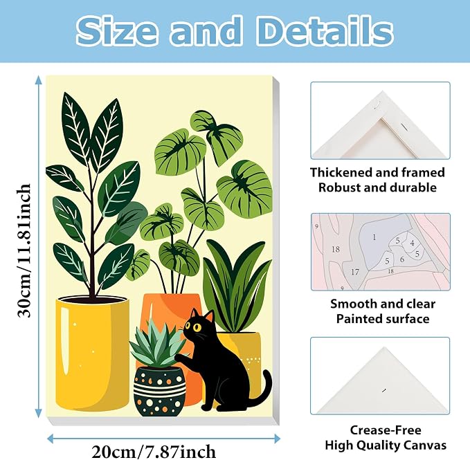 Cat Paint by Number for Adults, Paint by Numbers Kit for Adults 8x12 Inch