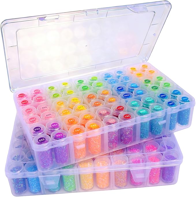 QTFOUND Diamond Art Storage, 1Pack 60 Bottle,Diamond Storage Painting Accessories Organizer Case Containers (Beads not Included)