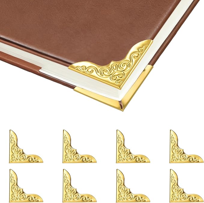100pcs Metal Book Corner Protectors, Gold Decorative Scrapbooking Photo Mounting Corners, Paperbacks Book Edge Protectors Picture Frame Crafting DIY Crafts, Journal Album Edge Guards