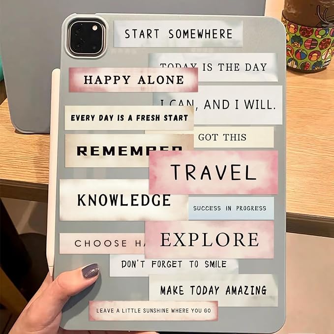 50PCS Boho Word Stickers, Motivational Stickers for Scrapbook