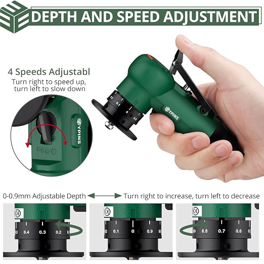 EYPINS Mini Pneumatic Chamfering Tool – 16pcs C&R-angle Blades Straight 45° Arc Beveling,Metal Air Chamfer 30000 RPM,Edge Deburring for Copper,Aluminum,Steel,Wood,Acrylic,1/4" Inlet,Precision,Quieter
