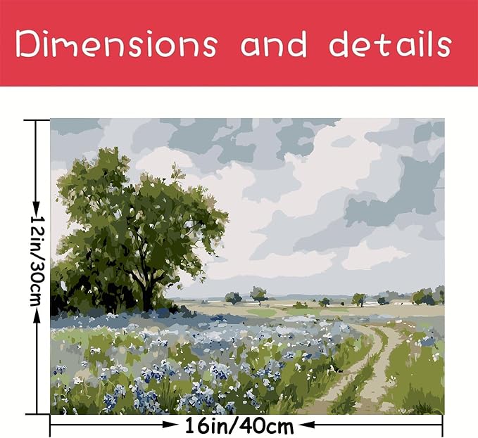 WUDWL Flower Paint by Numbers Kit for Adults,Color By Numbers for Adults | Scenery Decor Painting by Number On Canvas, Paint Number Artist Funny Without Frame DIY, Home Wall Decor, 12x16in