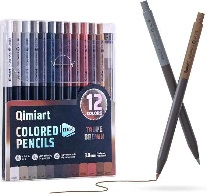 languo Mechanical Colored Pencils, 12PCS Taupe Brown Colors with Sharpener