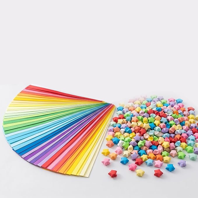 Origami Paper Stars, Colorful Handcraft Origami Lucky Star Paper DIY Paper Arts Creativity Hand Art Crafts (27 color mixed pack (1350) sheets)