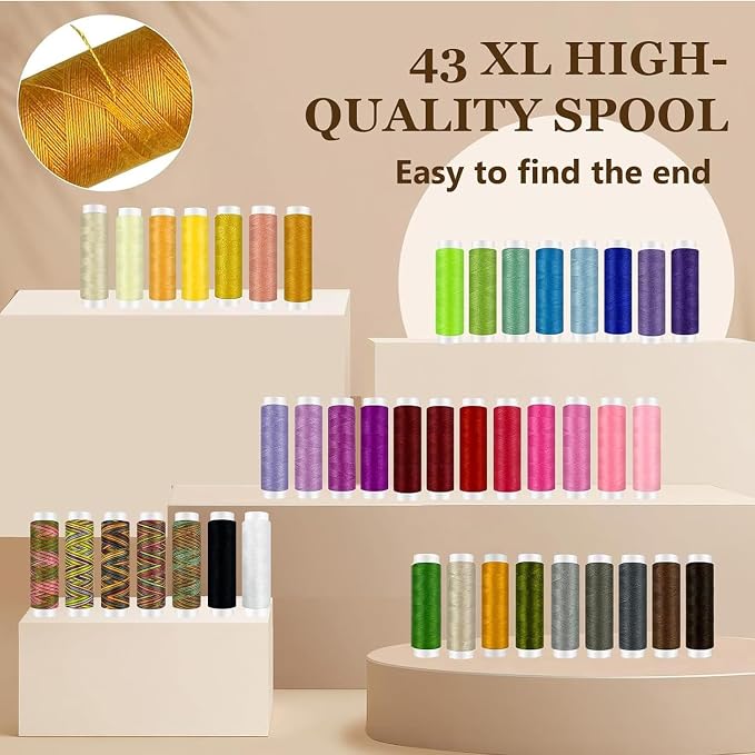 197PCS Sewing Kit for Adults, 43 XL Thread Spool, Beginners with Advanced Large Sewing Sets, Suitable for Travelers, Adults, Children, Beginners, Emergency Items, DIY and Family Sewing Kit