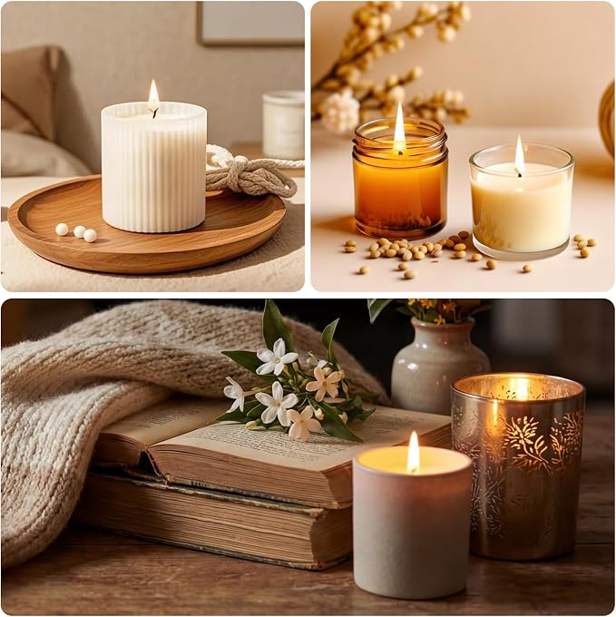 SAEUYVB 10 lbs Soy Candle Wax for Candle Making,Natural Soy Wax Pellets | Soy Wax for Candle Making with 20 Liquid Dye,20 Candle Wicks,20 Stickers and 2 Centering Devices,DIY Candle Making Supplies