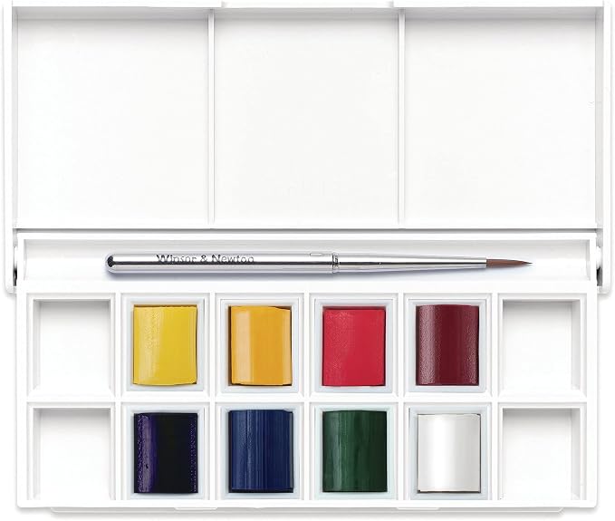 Winsor & Newton Cotman Watercolor Paint Set, 8 Half Pan, Floral Pocket Set | Introductory Watercolor made with Fine Art Pigments, Perfect for Beginners, Lightfast & Permanent, Good Tinting Strength