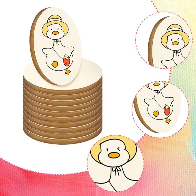 200 Pieces 1 Inch Round Wood Circles for Crafts