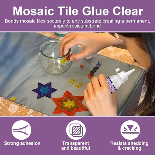 1DFAUL 200g Mosaic Tile Glue Clear, Mosaic Adhesive, Strong Bond, Fast Dry
