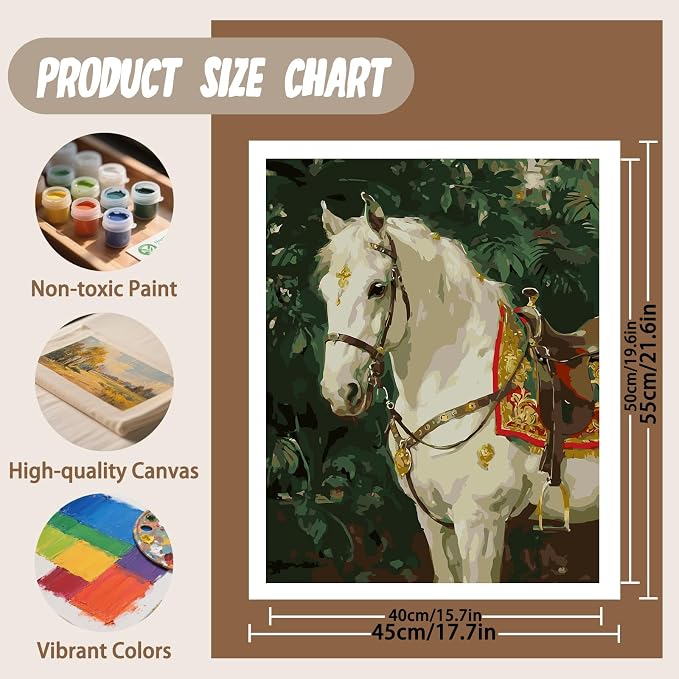XTCIXAL Paint by Numbers Kit for Adults, Horse - 16X20 Inch | DIY Paint by Number for Adults Beginner, High-Definition Color Canvas, Stress Relief, Home Wall Decor, Gifts, Unframed