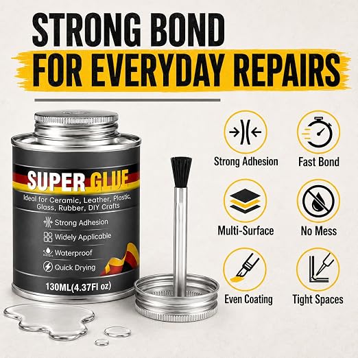 Super Glue All Purpose, 4.37 oz Clear High Strength Adhesive with Brush