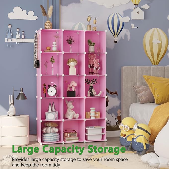 C&AHOME 16 Cube Storage Organizer Cube Shelves Units Storage Cubes, Pink