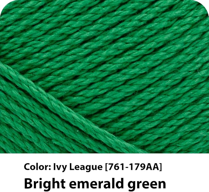 Lion Brand Yarn, 24/7 Cotton Yarn, Ivy League, Green, 3 Pack