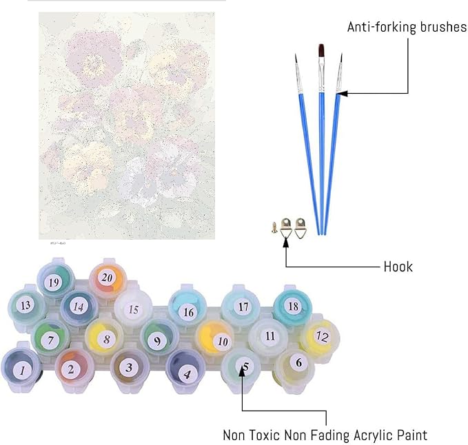 VIGEGU Flowers Paint by Numbers Kit for Adults Beginner 16x20 Inch | Easy Adult Paint by Number Kits on Canvas DIY Painting for Beginners Art by Numbers for Home Wall Decor