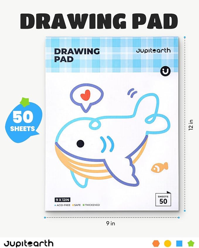 JUPITEARTH Drawing Paper for Kids 9x12 Inch 2-Pack 100 Sheets