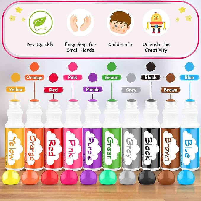 Soucolor 20 PCS 10 Colors Kids Washable Dot Markers,48 Page Activity Book