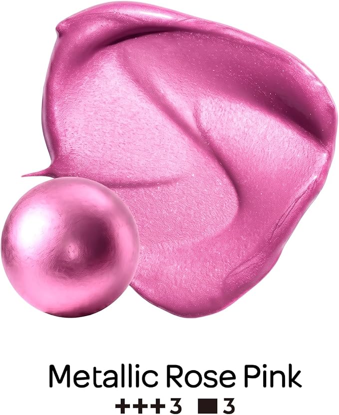 Nicpro Metallic Pink Acrylic Paint, 8.45oz/250ml Pearlescent Rose Shimmer | Large, Non Toxic, Non Fading Craft Paints for Metal, Wood, Clay, Fabric, Canvas, Ceramic, Furniture, Handcrafts