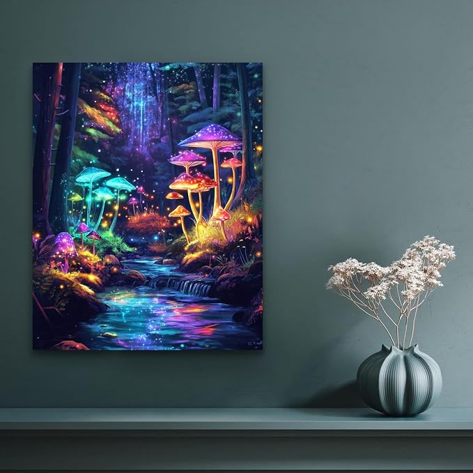 Banket Paint by Numbers Kit for Adults Beginner Mushroom DIY Painting Kits for Adults Forest Easy Adult Paint by Number Kits on Canvas Color by Numbers for Gifts Home Wall Decor 16x20 Inch