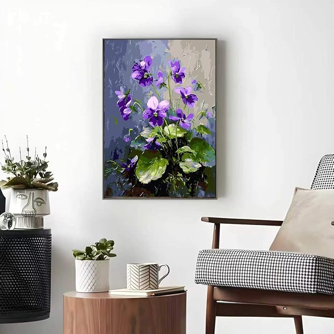 Violet Paint by Numbers Kit for Adults Beginner,Wall Crafts 16 X 20 inch | color by numbers for adults,paint canvas,DIY Easy Acrylic Watercolor Oil Colorful Home Decor