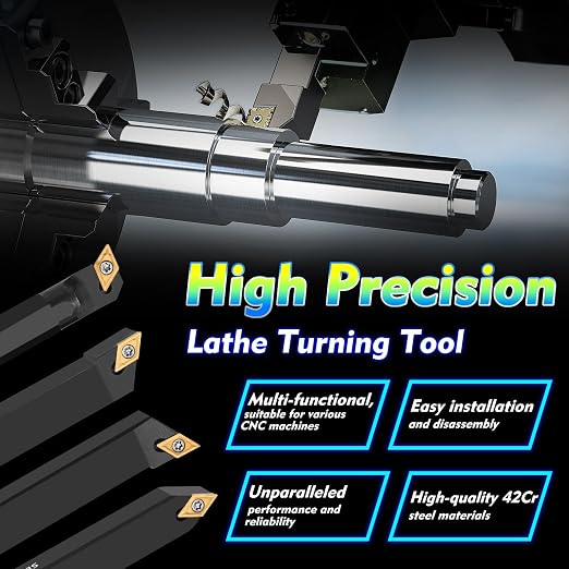 Indexable Lathe Turning Tool 1/2" 12mm Shank 14PCS Kit-4PCS Metal Lathe Tools Holder 10PCS DCMT21.51 Carbide Insert for Grooving Turning Boring SDNCN12120H07/SDJCR1212H07/S12M-SDUCR07/SDJCL1212H07