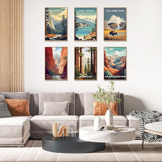 6 Pack Paint by Numbers Kit for Adults, National Parks Canvas Painting Set | 8x12 Inch, DIY Acrylic Painting Craft Kit for Beginners without Frame, Relaxing Creative Hobby, Home Wall Decor, Gift