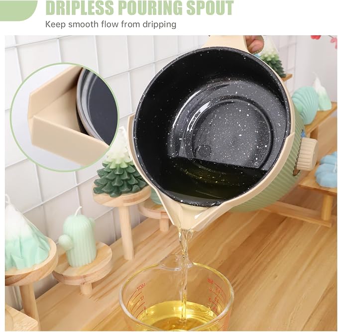 TOAUTO 3Lbs Wax Melting Candle Melting Pot Handheld with 2 Power Adjustment | Green Handheld Wax Melting Pot,Easy Pouring Spout ,Non-Stick Coating for Candle DIY Hobbyist