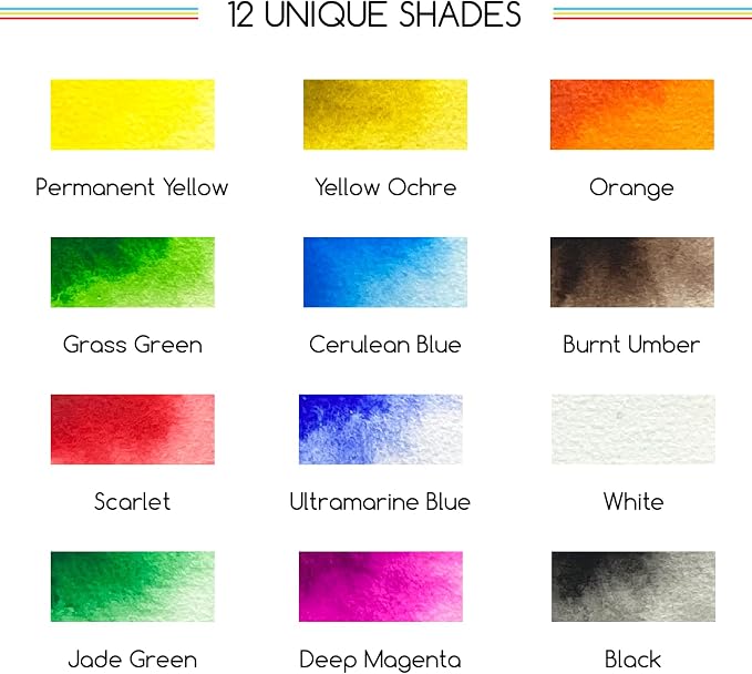 MEEDEN Travel Watercolor Paint Set: 12 Colors Watercolor Paints for Adults