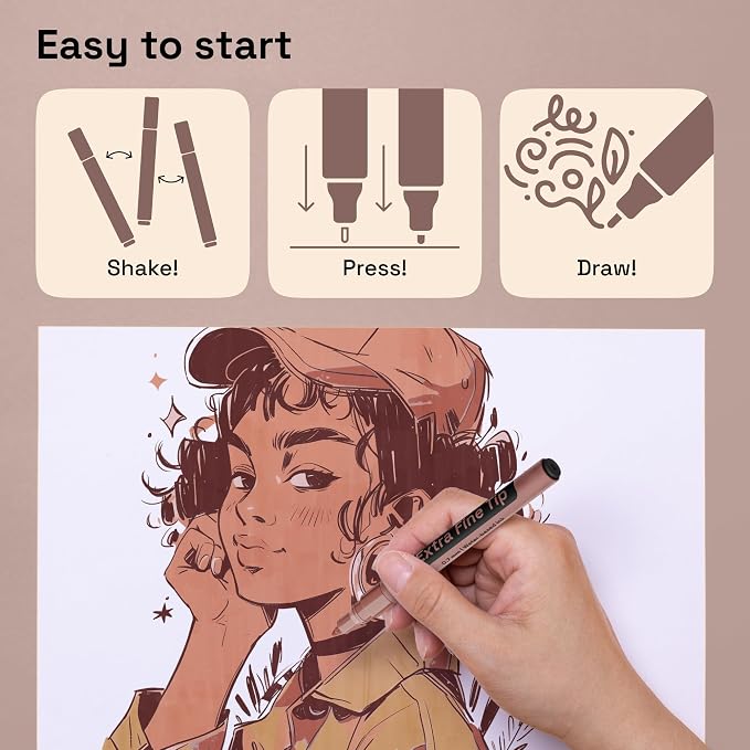 ARTISTRO 12 Skin Tones Paint Pens for Glass Marking - Extra-Fine Tip