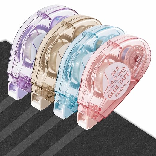 MARCADORUS Glue Tape for Scrapbooking, Double Sided Tape Roller 106Ft Total | 4-Pack_26Ft x 0.31In Tape Runner, Adhesive for Photos, Card Making, Paper Crafts, School, Journaling & Scrapbooking Supplies