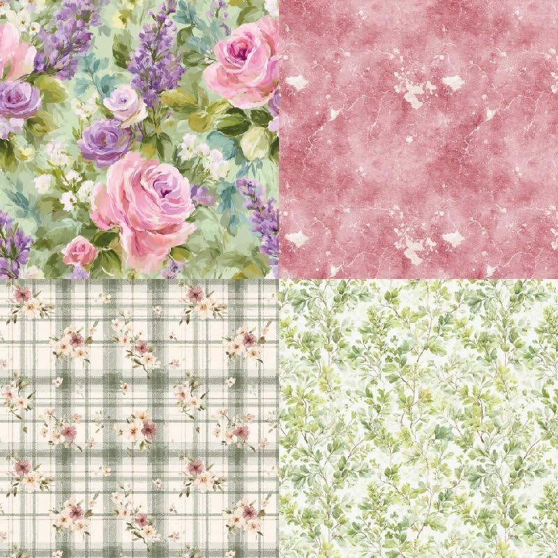 Spring Scrapbook Paper Pad Striate Flower Patterned Paper 6×6,24 Sheets Single-Sided Scrapbooking CardStock Papers Pad for Holiday Cardmaking DIY Origami Journaling.