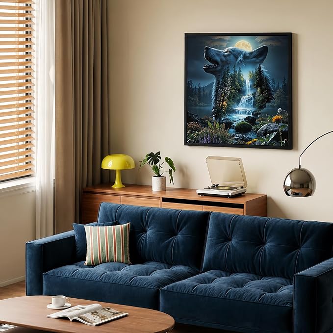 Mosaflare 5D Wolf Diamond Painting Kits for Adults 13.7x13.7 Inch