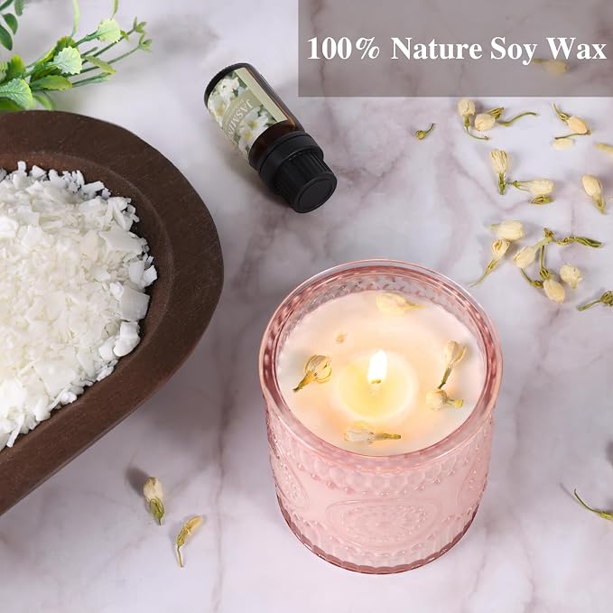 DARJEN Candle Making Kit for Beginners, 2 Jars Soy Wax Scented DIY Set | 100% Soy Wax, 10oz Glass Jars, Natural Cotton Wicks, Pleasant Scents, Instruction& More- Perfect as Home Decorations