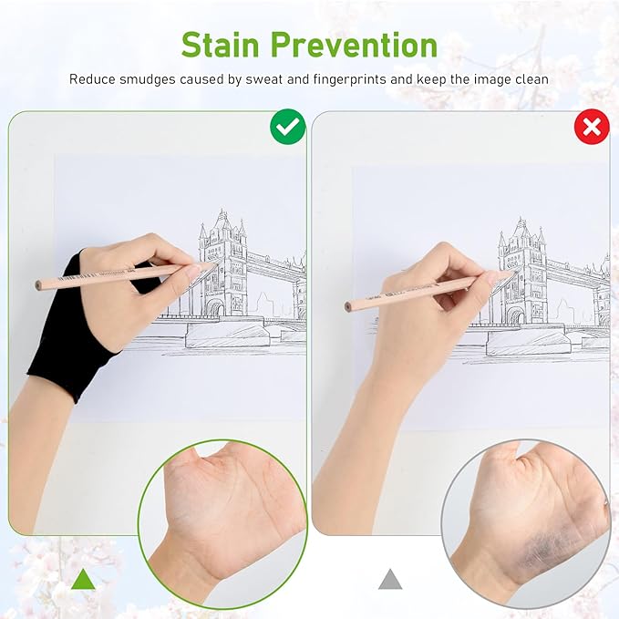OTraki 4 Pack Artist Drawing Gloves for Digital Tablet Paper Sketching