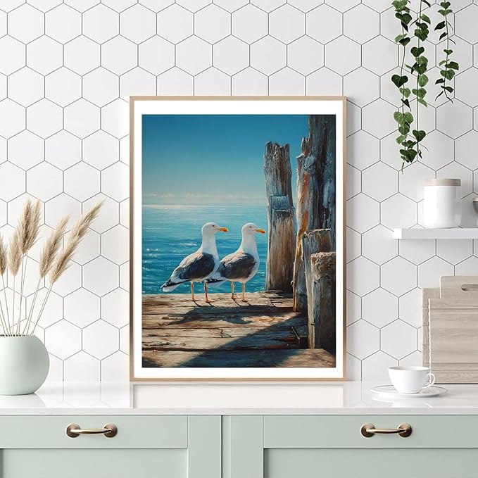 HITO Seagull Paint by Numbers Kit for Adults 16x20 Inch Frameless | Seagull Adult Paint by Number Kits on Canvas, DIY Acrylic Oil Easy Painting by Numbers for Home Wall Decor