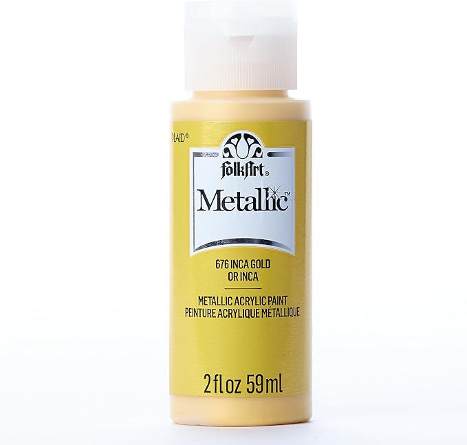 FolkArt Metallic Acrylic Paint in Assorted Colors (2 Ounce), 676 Inca Gold