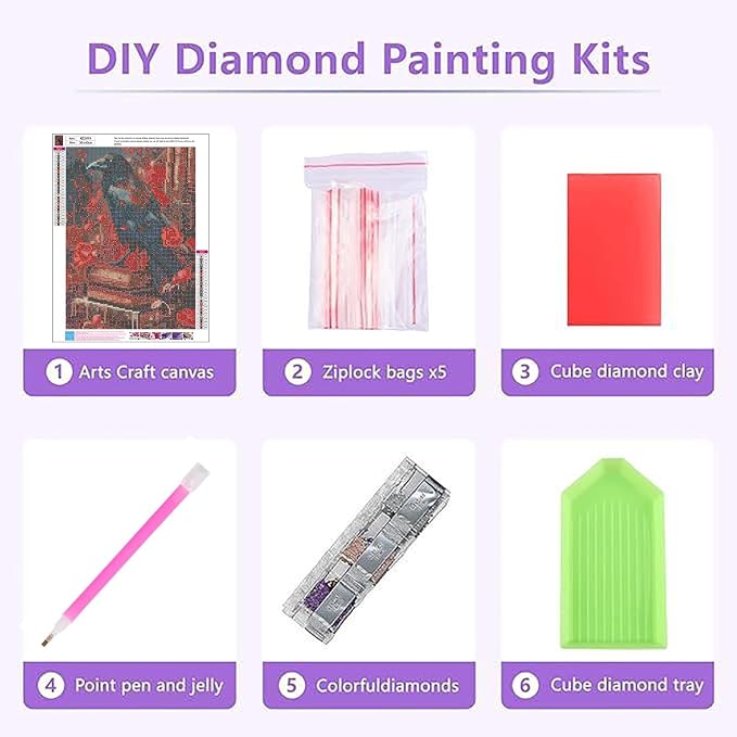 XUCNWL Halloween Diamond Art Kits for Adults,Crow Book Diamond Painting