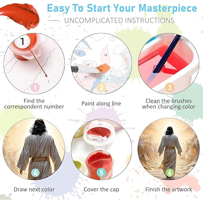 BAWKENTON Jesus Paint by Numbers kit for Adults and Kids