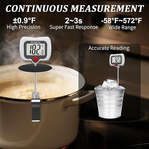 BOMATA Digital Candy Thermometer with Pot Clip, Deep Fry Oil Thermometer