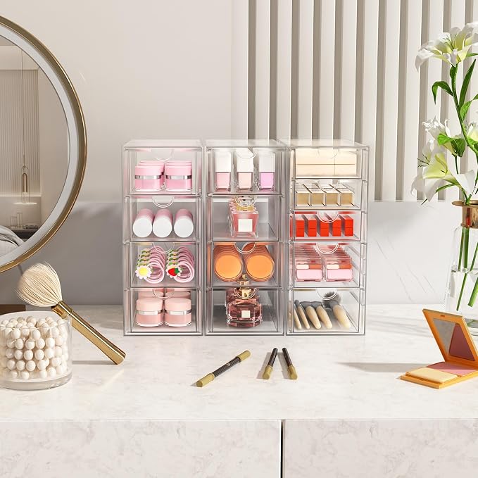 ARSTPEOE Acrylic 13-Drawer Storage & Makeup Organizer for Desk, Bath